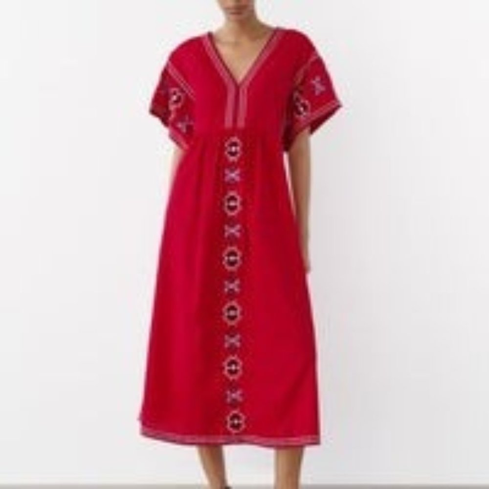 Zara Join Life EMBROIDERED POPLIN TUNIC DRESS